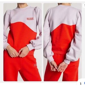 GANNI
Embroidered two-tone organic cotton-fleece sweatshirt